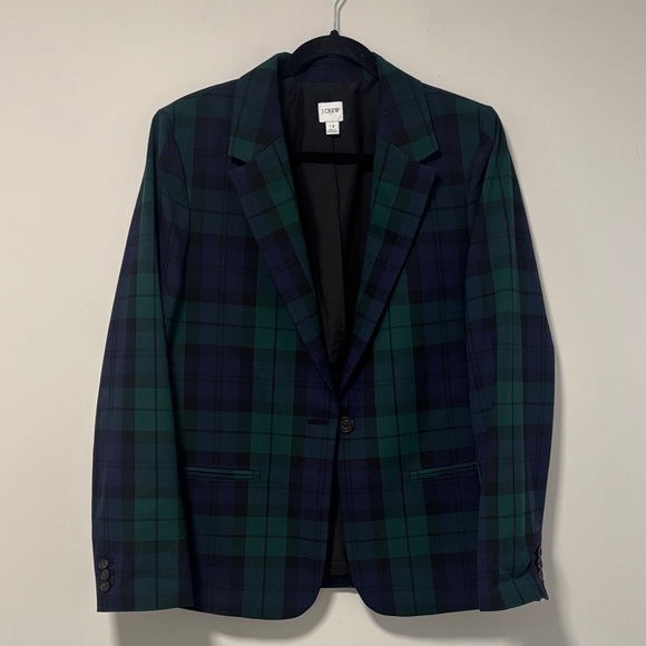 J. Crew Women's Plaid Blazer in Navy and Green NWOT - Picture 1 of 6